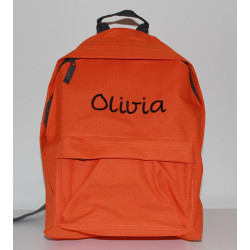 Orange junior taske med navn på