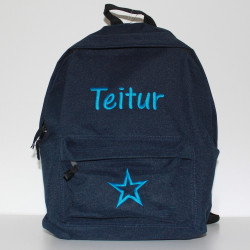 Mørkeblå junior taske med navn på